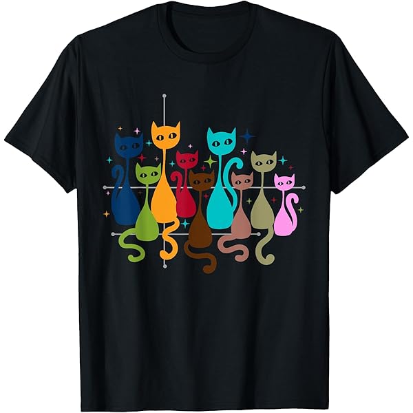【Attends】Nero Cat Tee Shirt Cat T Starry Night Cat Tee Van Gogh Cat Gif T-shirt, Black