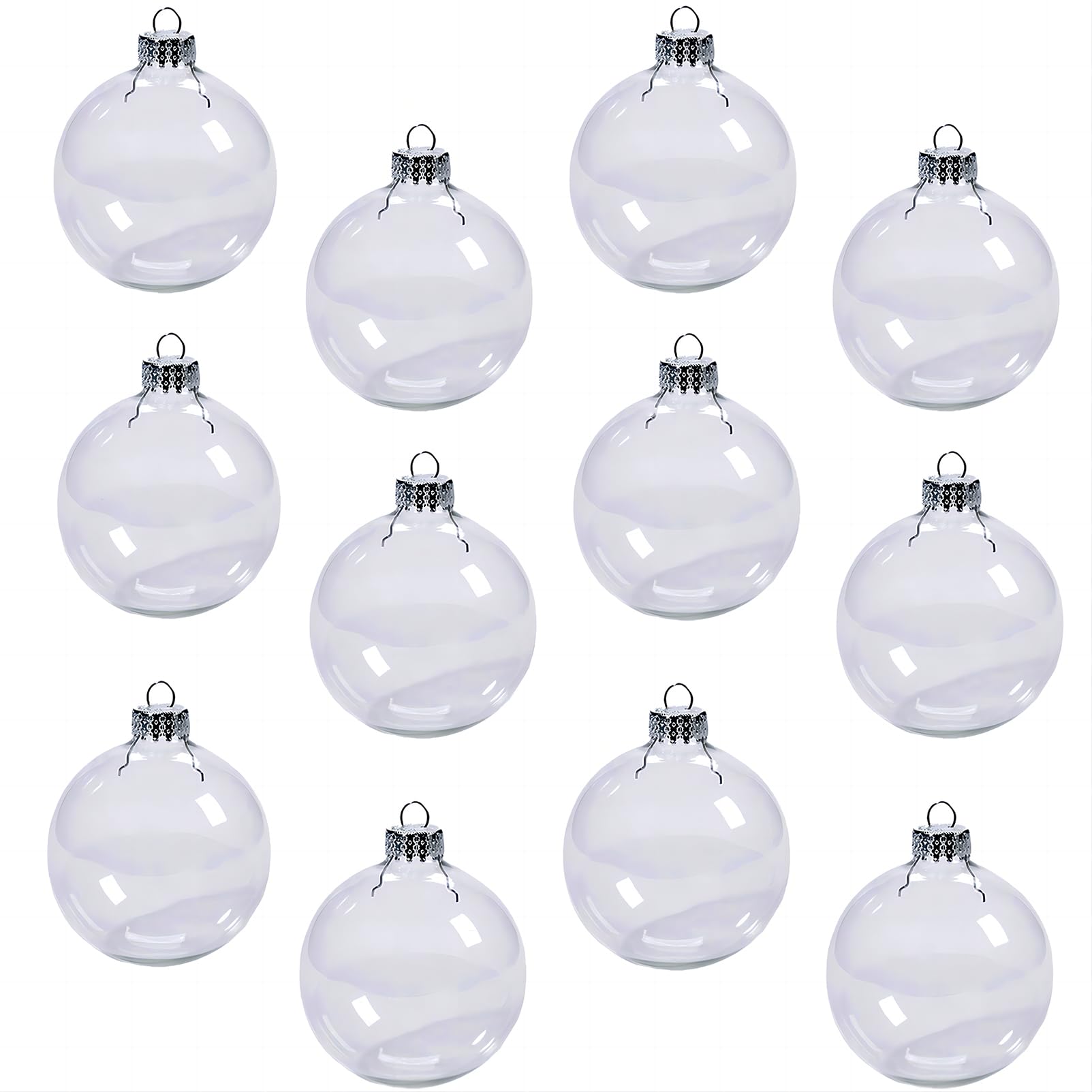 Photo 1 of 12 Pcs Clear Plastic Fillable Ornament Balls,2.36Inch Christmas DIY Baubles for Christmas, Halloween, Birthday, Wedding Decor, DIY Crafts Decorations (60 mm)