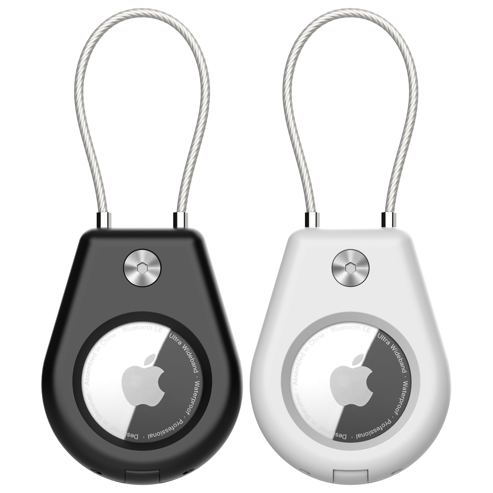 Photo 1 of ***(DOES NOT INCLUDE AIR TAGS)***SkyArmor AirTag Secure Holder with Wire Cable, 2 Pack Air Tag Keychain Holders for Key Ring, Keys, Luggage, Backpack, Sturdy Protection Airtag Key Chain Lock Case – Black/White