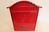 Garden Market Place Galvanised Red Wall Mounted Post Box Letter Box - 370mm view 3