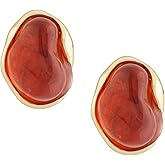 MINACHI Green Faceted Teardrop Stud Earrings for Women, Emerald-Tone Look, Lightweight Vintage-Inspired Studs