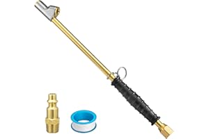 Spurtar 12" Extension 1/4" FNPT Dually Air Chuck Air Compressor Accessory Attachments with Rubber Handle, 2-Way Brass Car Tir