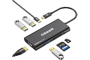 USB C Hub, QGeeM USB C to HDMI Adapter 4k, 7 in 1 USB C Dongle with 100W Power Delivery,3 USB 3.0 Ports, SD/TF Card Reader, Compatible for MacBook Ipad HP Dell XPS and More Type C Device-Black