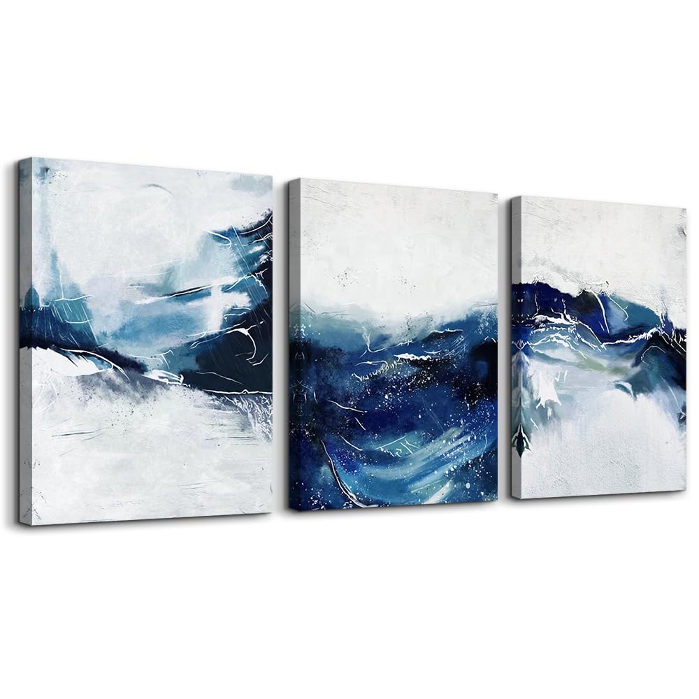 MHARTK66 Abstract Navy Blue Canvas Wall Art for Living Room, Modern Art Print Decorative Wall Pictures Bedroom Office Dining Room and Bathroom