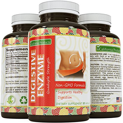 Pure Digestive Enzymes With Pancreatin + Lipase + Amylase Enzyme & Protease Formula - Digestion Enhancement Support - Break Down Protein + Carbohydrates - Best Digestion Supplement