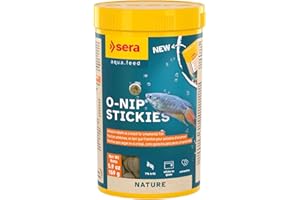 Sera O-Nip Stickies 265 Tabs 8.45 oz | Complete Feed for All Ornamental Fish | Adhesive Tablets Stick to The Aquarium Glass | High Protein | No Dyes & Preservatives | with Bloodworms, Krill & Tubifex