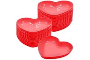 UgyDuky 24Pcs Valentine's Day Heart Shaped Bowls, Small Pink Heart Dishes for Snacks, Dessert, Appetizer, Fruit & Dip, Reusab