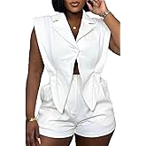 LAJIOJIO Women's Short Jumpsuits Casual,V Neck Sleeveless Bodycon Rompers One Piece Outfits with Pockets