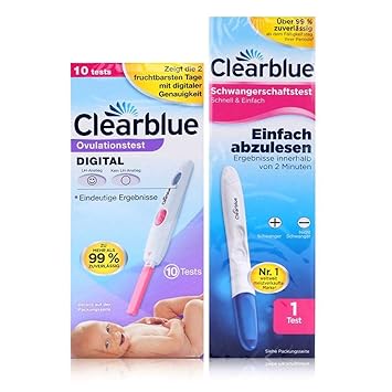 Clearblue Digitaler Ovulationstest, 10 Stück + Clearblue Easy Schwangerschafts-Frühtest, 1 Test