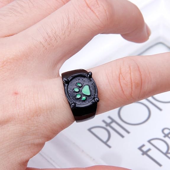 Lagand Dessin Anime Miraculous Ladybug Et Chat Noir Bague Chat Noir Avec Empreinte De Patte Pour Cosplay Amazon Fr Bijoux