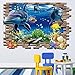 Hatop Kid Room Sea Whale Fish 3D Wall Stickers for Kids Room Removable Decoration DIY PVC Sticker