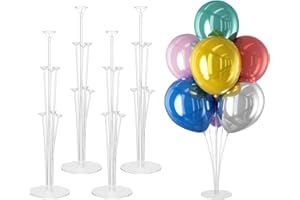 DECOCKRAT 4 Set Balloon Stand Kit - Table Balloon Stands with Base, Easy Assembly Balloon Sticks, Reusable Balloon Holders for Baby Showers, Weddings, Birthdays, Party Decorations.