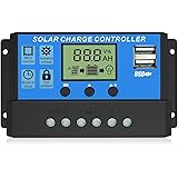 EEEKit 30A Solar Charge Controller, Solar Panel Charger Controller 12V/24V, Multi-Function Adjustable LCD Display with Dual U