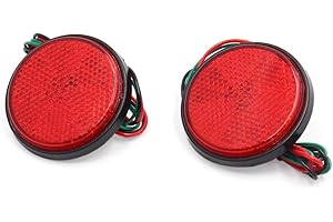 uxcell 2Pcs Red LED Round Motorcycle Scooter Reflector Tail Brake Turn Signal Light Lamp