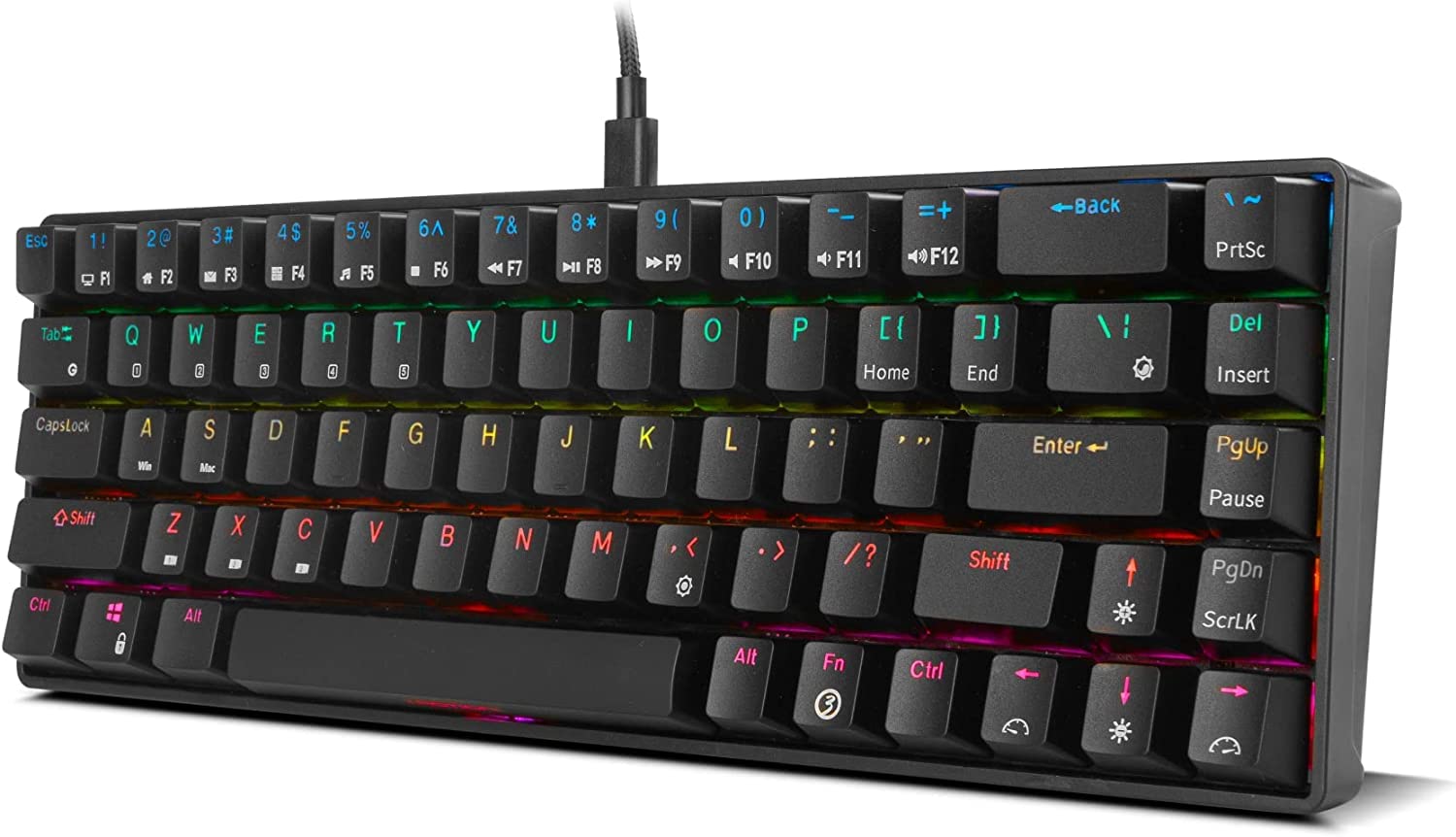 Ozone Gaming Gear Tactical Mini Gaming Keyboard -OZTACTICALUS- Mechanical Keyboard without Numeric Keyboard, Bluetooth, Outemu Red Switches, RGB LED Lighting, Silent, US Layout, Black