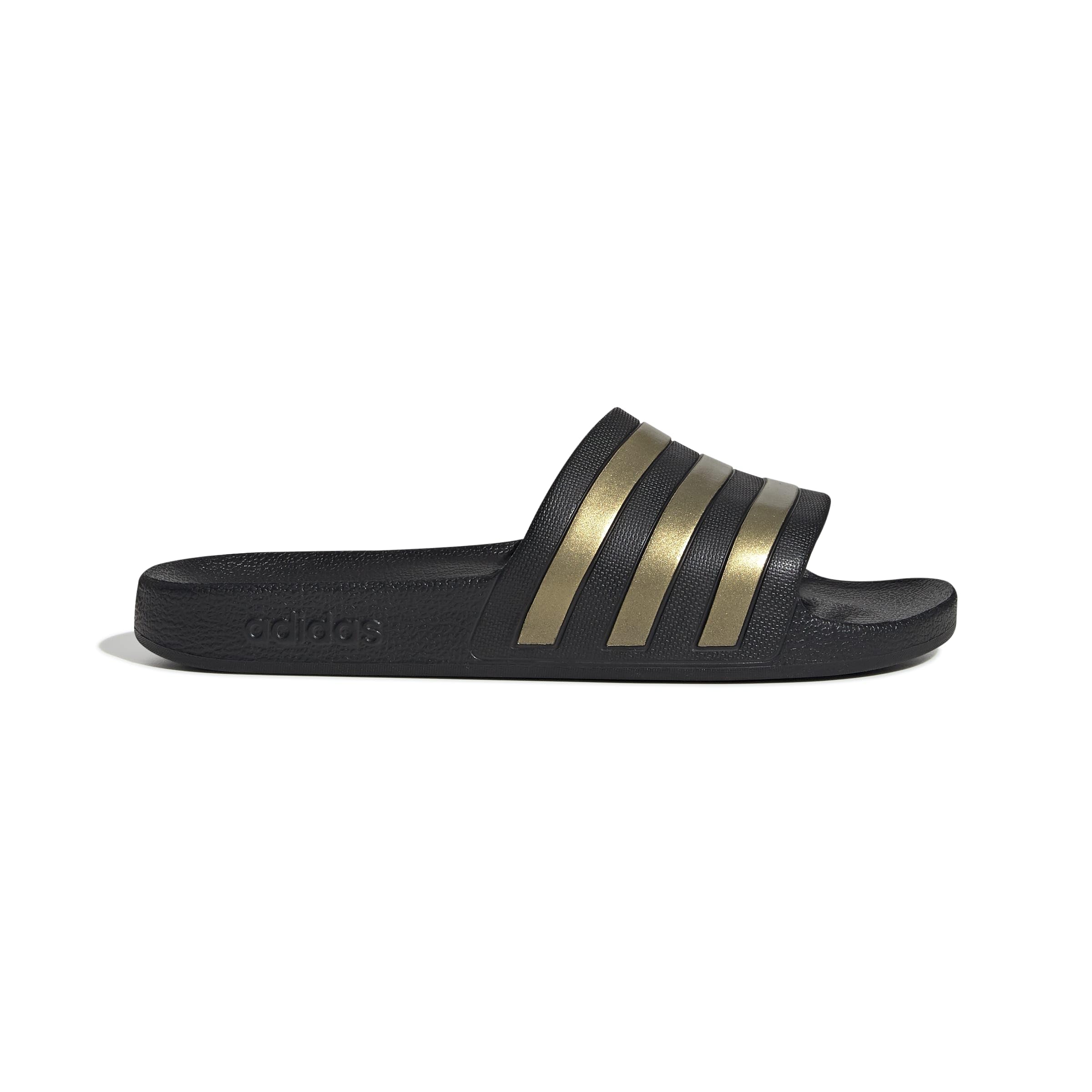 adidas Unisex Adilette Aqua Slides, Core Black/Gold Metallic/Core Black, 40.5 EU 2