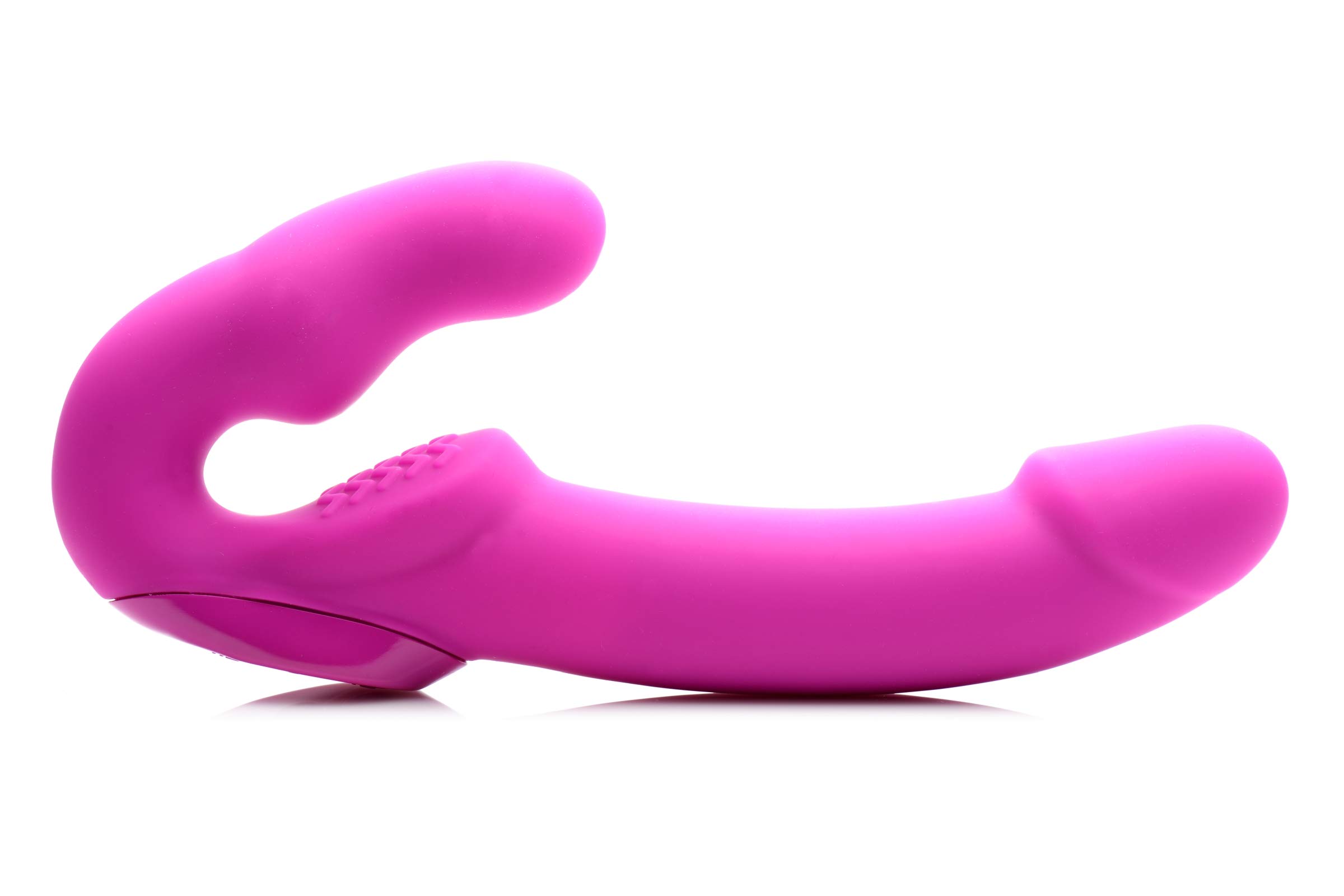 Evoke Rechargeable Vibrating Silicone Strapless Strap On- Pink