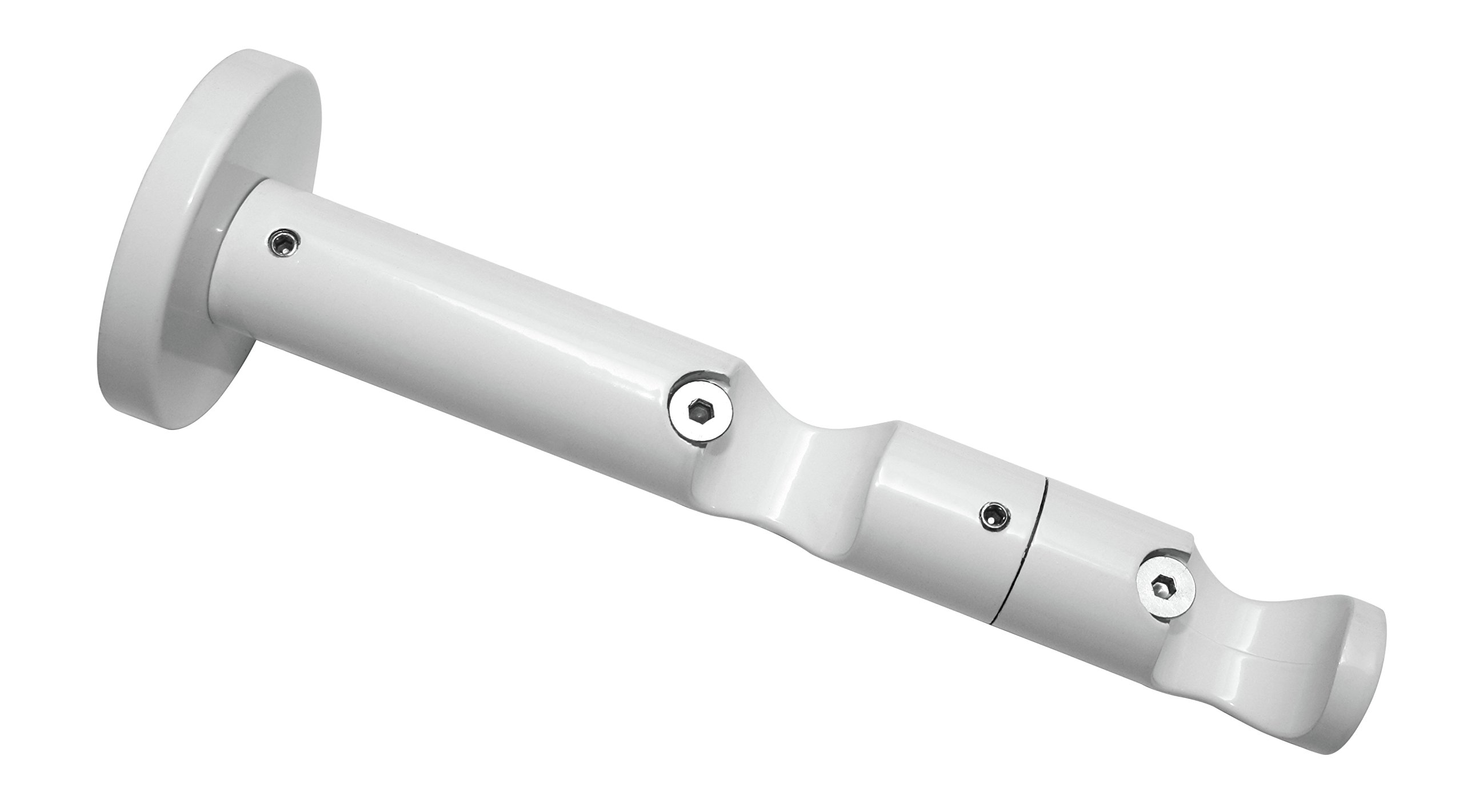 Gardinia Double Combined Support Bracket with Mounting Plate for Curtain Rods, 2-Rod Holder, Open, Mounting Kit Included, Chicago Series, 20 mm Diameter, White