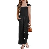 DOKOTOO KIDS Girls Romper Summer Ruffle Sleeveless Wide Leg Jumpsuit 6-15 Years