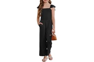 DOKOTOO KIDS Girls Romper Summer Ruffle Sleeveless Wide Leg Jumpsuit 6-15 Years