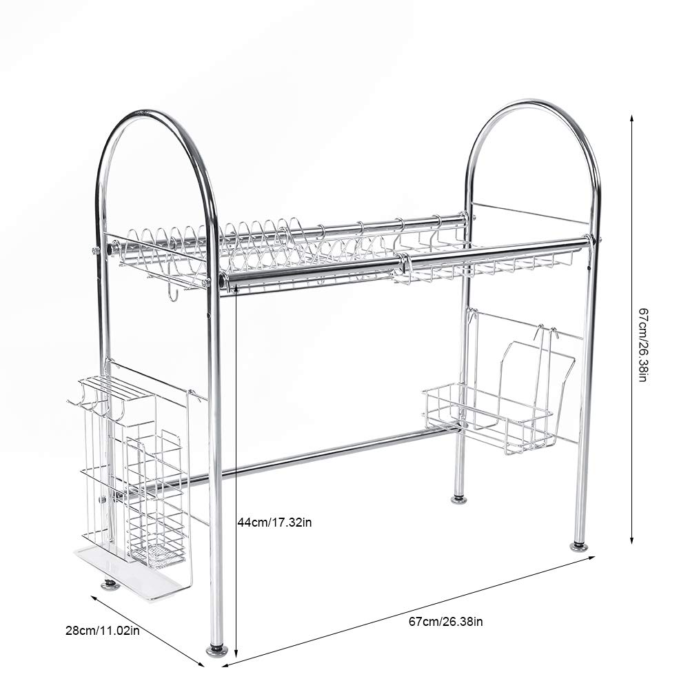 Scolapiatti Multifunzione Organizzatore Posate Da Cucina A 2 Scompartimenti - Con Raccogligoccie, Design Moderno Portaposate 2 Scomparti Raccogligoccie - Foto 3