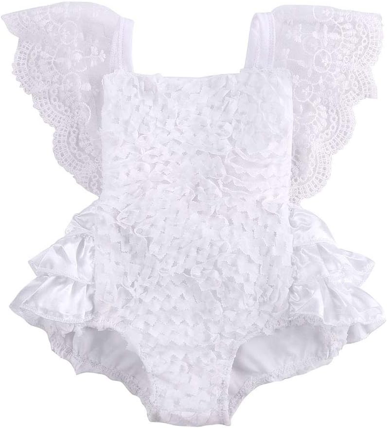 Newborn Baby Girl Cake Smash Outfit One Piece Lace Sleeveless Backless Tutu Bodysuit Romper Clothes