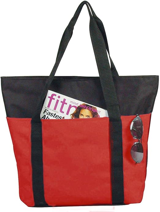 black and red tote bag
