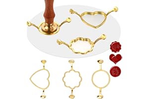 3PCS Metal Molds for Wax Seal Stamp, UHOMENY Round Flower and Heart Shape Stamp Rings for Wedding Invitations Envelopes Cards