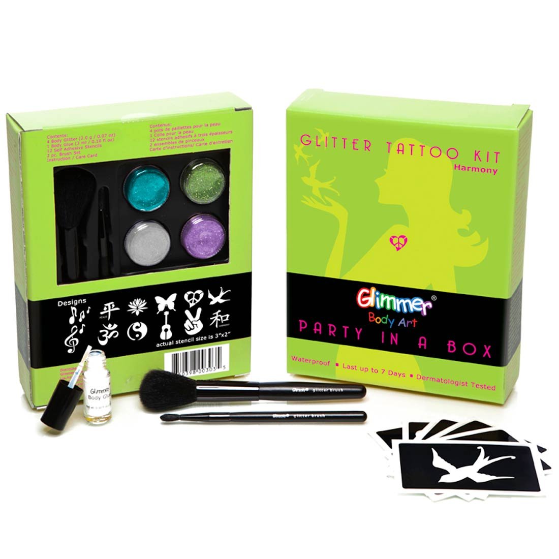 Glimmer Body Art Party in a Box Waterproof Glitter Tattoo