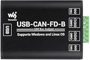 Waveshare Industrial Grade CAN/CAN FD Bus Data Analyzer, USB to CAN FD Adapter, CAN/CAN FD Bus Communication Interface Card, 