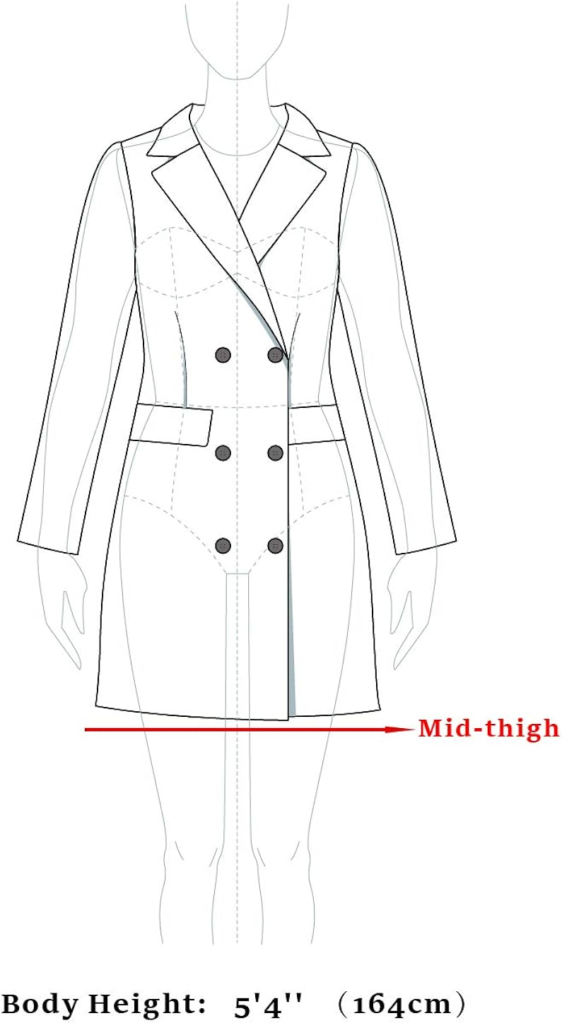 Allegra K Women's Double Breasted Notched Lapel Long Winter Coats: Clothing