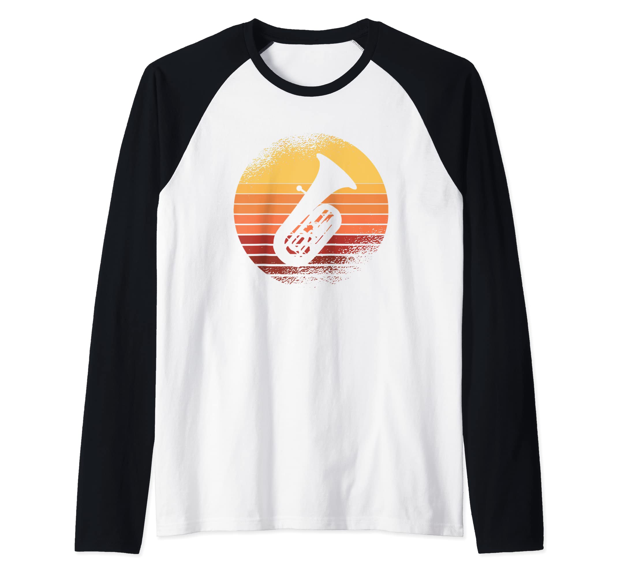 Retro Sousaphone Tuba 70s Music Band Distressed I Sousaphone Raglan Baseball Tee