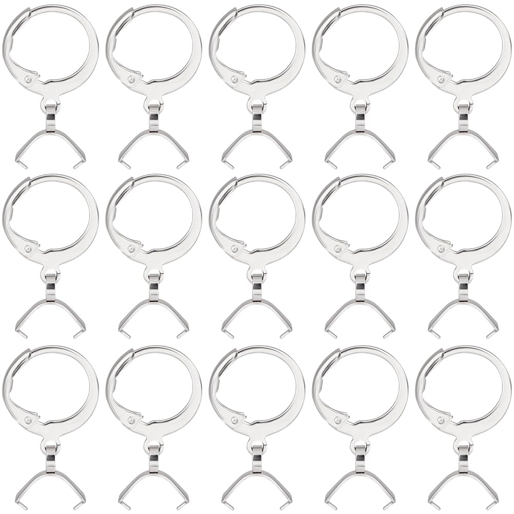 Beebeecraft 1 Box 50Pcs Clasp Earring Hooks Stainless Steel Round French Pendant Leverback Earring Findings with Bails Pin for Earrings Jewelry Making Art DIY Crafts
