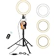 UBeesize Selfie Ring Light with Tripod Stand & Cell Phone Holder for Live Stream/Makeup, Mini Led Camera Ringlight for YouTub