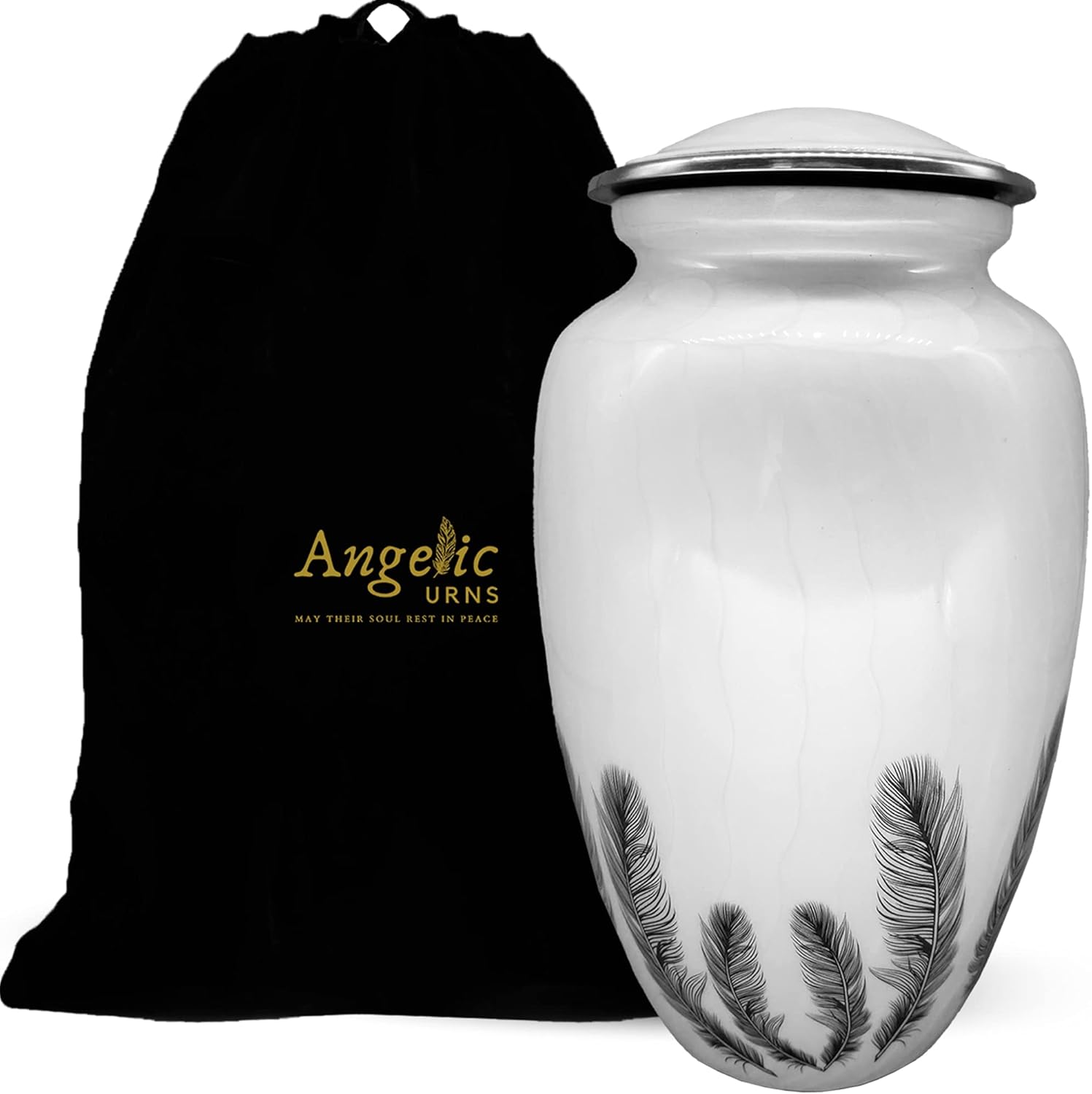 White Decorative Funeral Cremation Urn Large Size For Adult Human