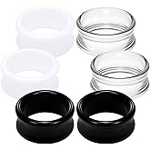 Pexveiuu 6G-50mm Acrylic Thin Gauges for Ear lightweight Tunnels Clear Black White Double Flared Ear Flesh Plugs Tunnels Earrings for Women Men