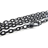 CleverDelights 3x4mm Cable Chain Necklaces - Dark Black Color - 20 Pack - 24 Inch Length