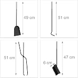 Relaxdays 5 Piece Fireplace Tool Set Steel Stand Tongs Shovel Poker Ash Broom view 5