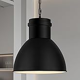BoostArea Black Pendant Lights Kitchen Island, 10.6" Large Metal Shade and 70.9'' Adjustable Height, Modern Pendant Lighting 