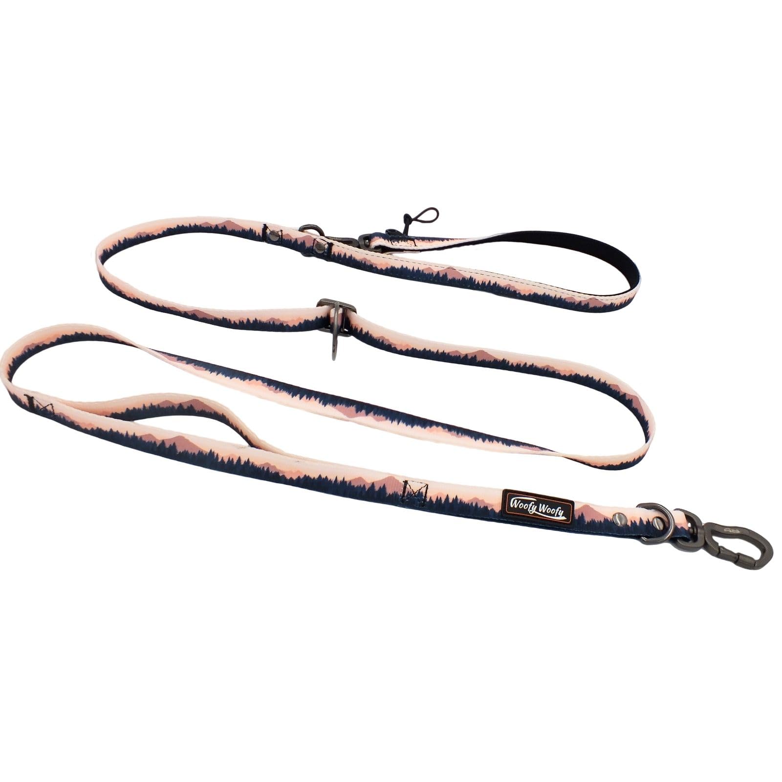 Woofy Woofy 6in1 Multifunctional Dog Leash, Hands Free Dog Leash, Adjustable Length 2M, Twilight Forest Print, for Small, Medium, and Large Dog (Twilight, S/M-Width 2.0cm)