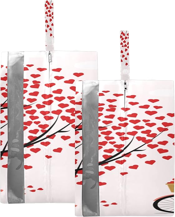 Paquete de bolsa de viaje impermeable para zapatos, corazón rojo