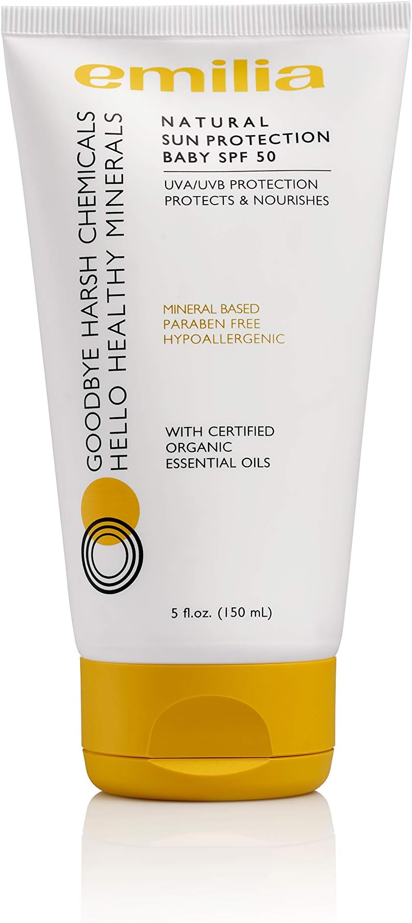 Emilia Natural Sun Protection Baby SPF 50 – Baby Sunscreen Lotion - Baby Sun Cream Enriched with Natural Mineral Oils - Mineral Sunscreen SPF 50 For Babies and Kids - 5 fl oz (150 ml)