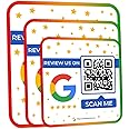 Google Review Stickers | 3 Stickers Pack | Review QR Code | Review Sticker | Unlimited Scan (1-Pack-3-Stickers)