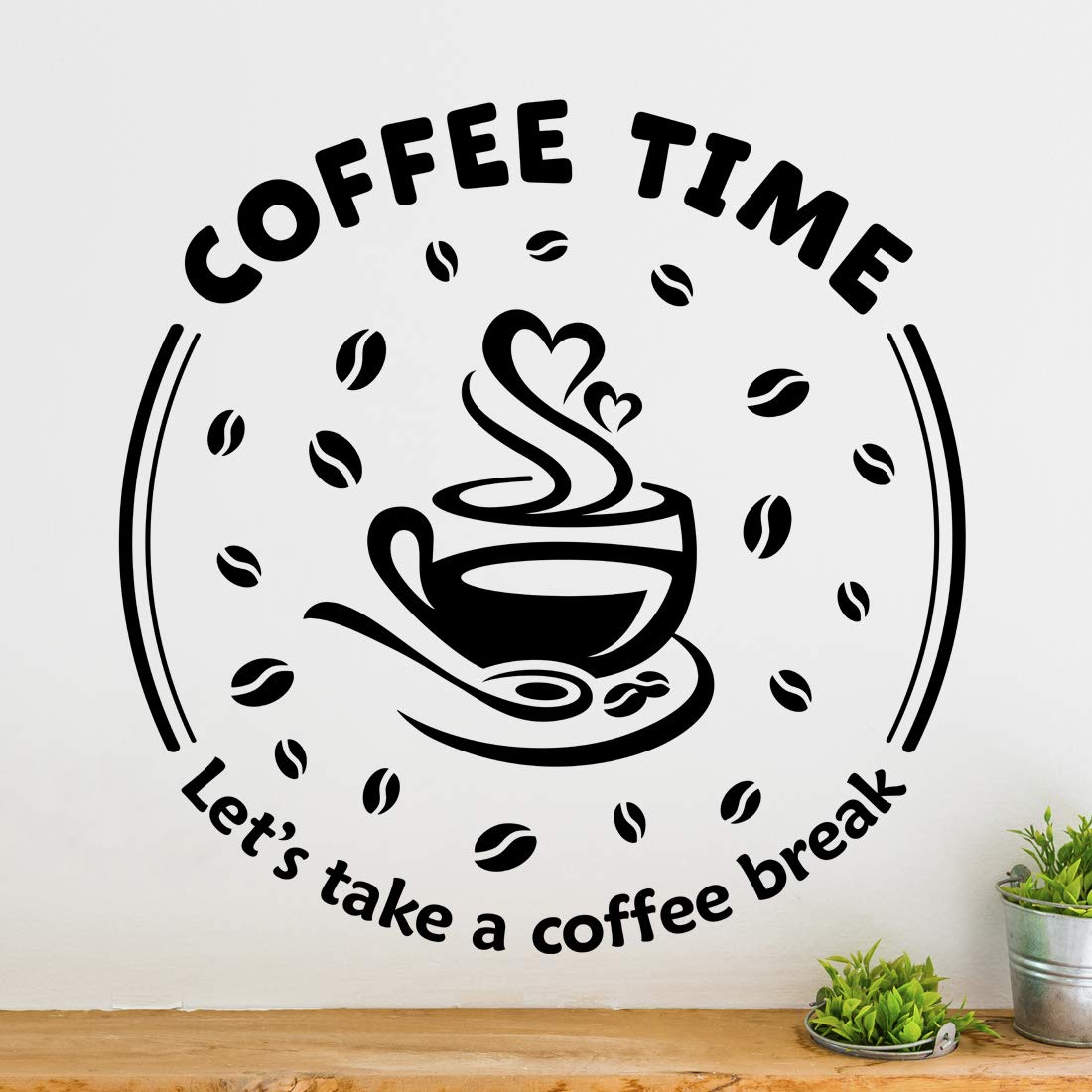 Coffee time take breal wall art sticker kitchen vinyl decoration decal decor sign tile cafe cup transfers stickers clock tile home mirror shop window decals for kitchens office room quote mural living