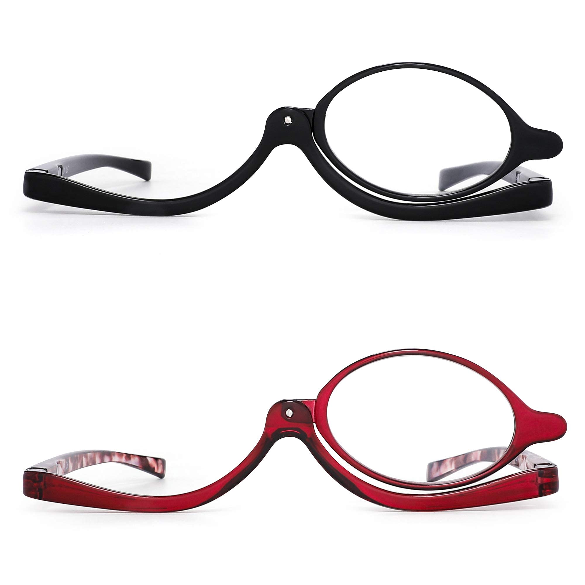 JM 2 Pairs Makeup Reading Glasses Magnifying Flip Down Cosmetic Readers for Women +2.25