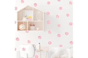 DIGA Polka Dot Wall Decals Removable Watercolor Pink Wall Sticker for Kids Baby Girls Living Room Bedroom Playroom (48 Dots)