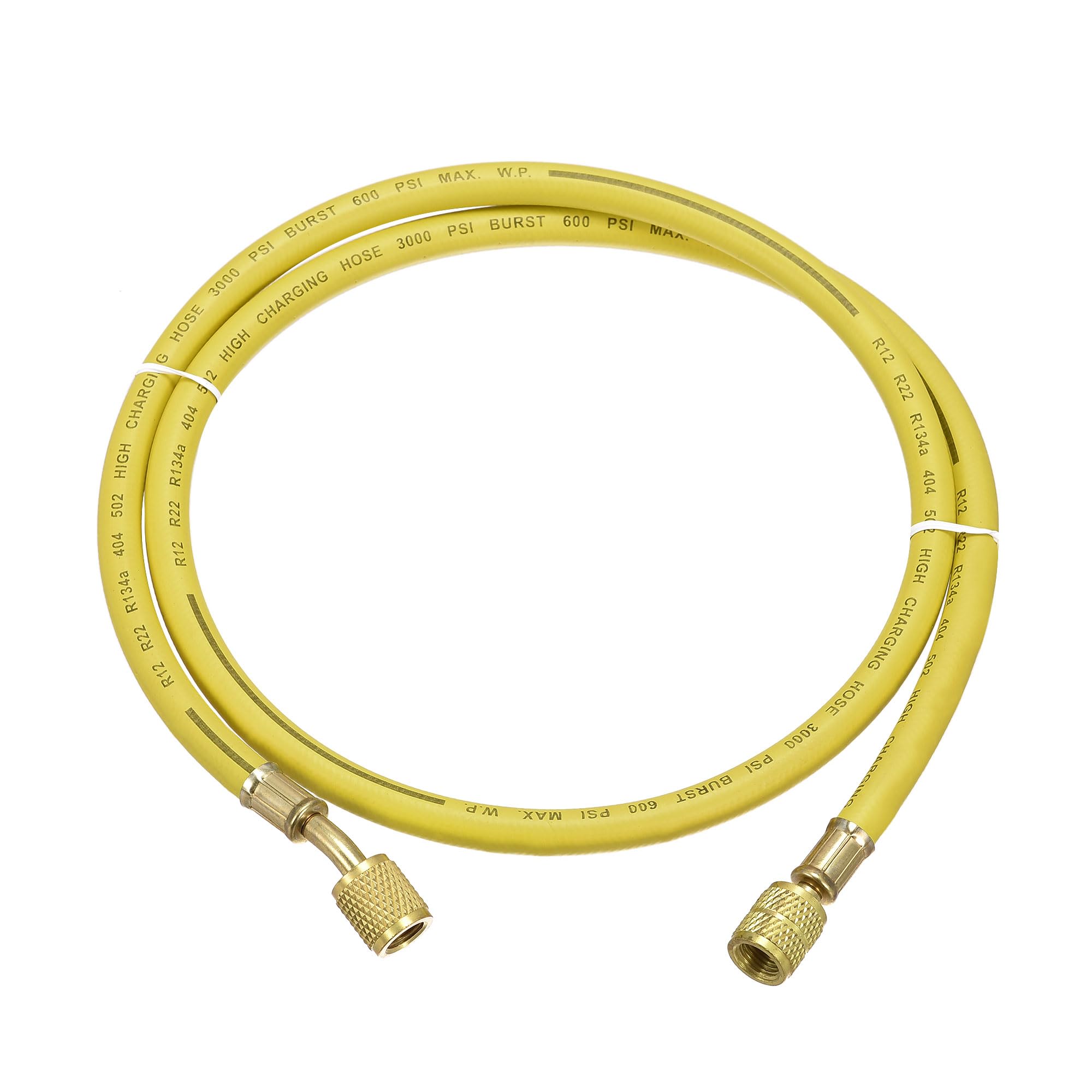 sourcing map Charging Hose Tube, 1/4 SAE to 0.43 SAE Thread 3.94Ft Length 600PSI Tube, for Home Air Conditioner Refrigeration Maintenance, Yellow