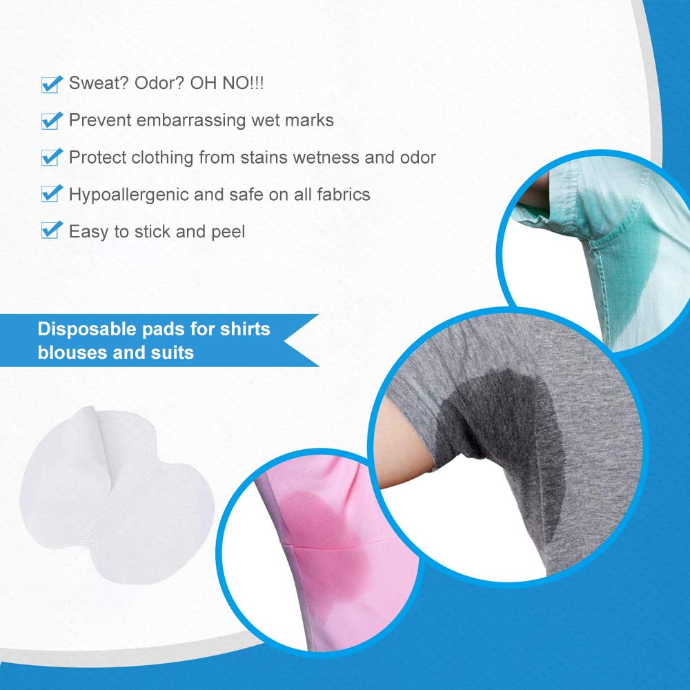 Large Underarm Sweat Pads, Armpit Sweat Pads for Women and Men 【100 Packs】, Premium Sweat Shield Fight Hyperhidrosis, Disposable Underarm Pads for Sweating Women, Comfortable Unflavored, Non Visible : Beauty