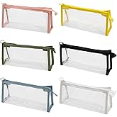 CIZITBE 6 Pcs Clear Pencil Bag with Zipper, Transparent Pen Pouch, Multifunctional Travel Toiletry Cosmetic Makeup Bag, Stationery Organizer