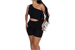 Women's Sleeveless Party Clubwear Leotards One Shoulder Cut Out Unitard Bodysuit